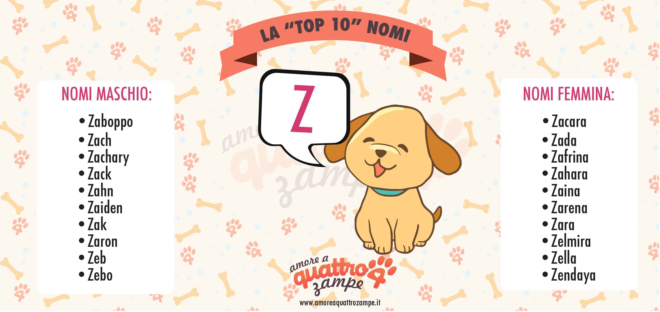 Infografica Top 10 nomi con la Z