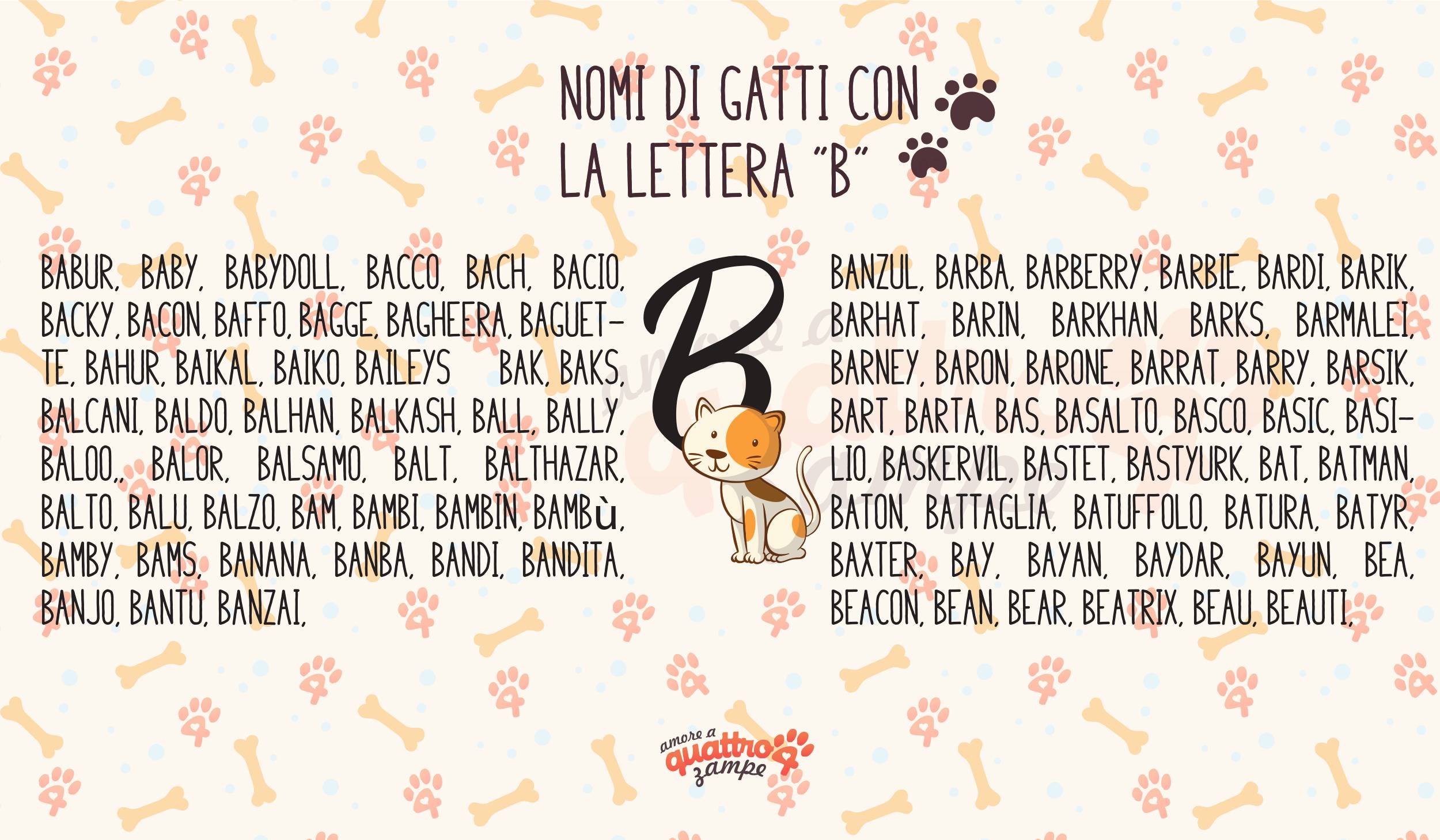 Infografica nomi gatti con la