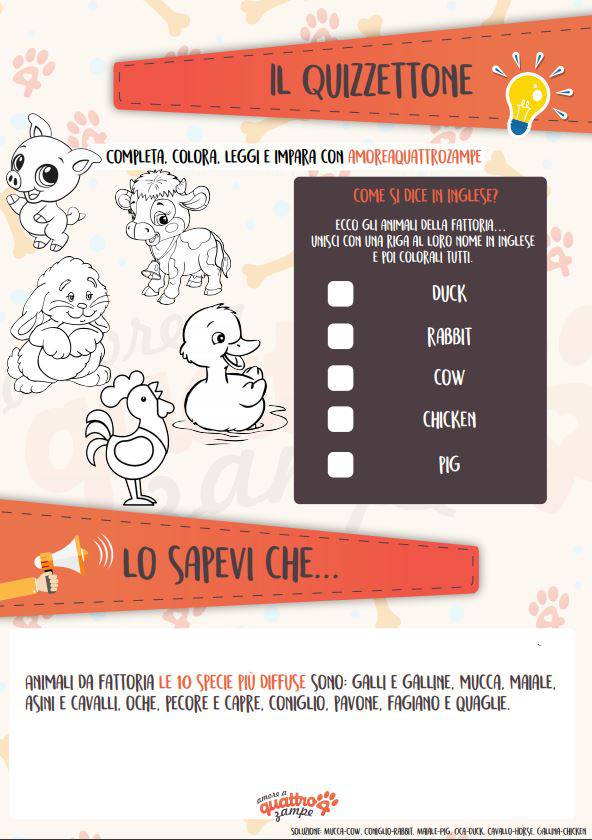 schede animali per bambini