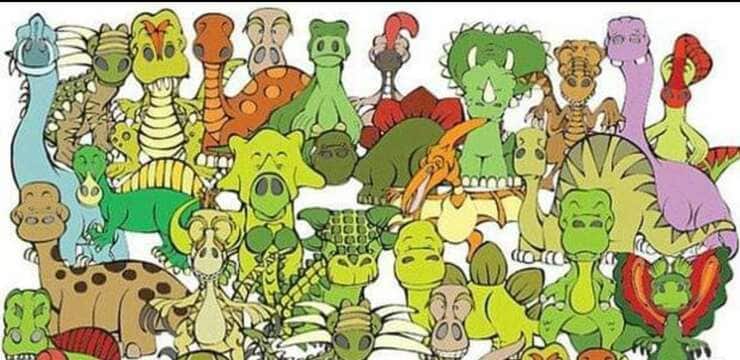 Test visivo trova la tartaruga nascosta tra i dinosauri 
