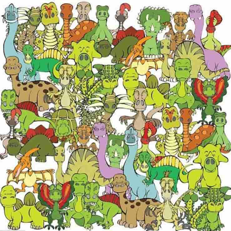 Il test visivo trova la tartaruga nascosta tra i dinosauri 