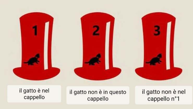 Test di logica: riuscite a capire in quale cappello si trova realmente il gatto?
