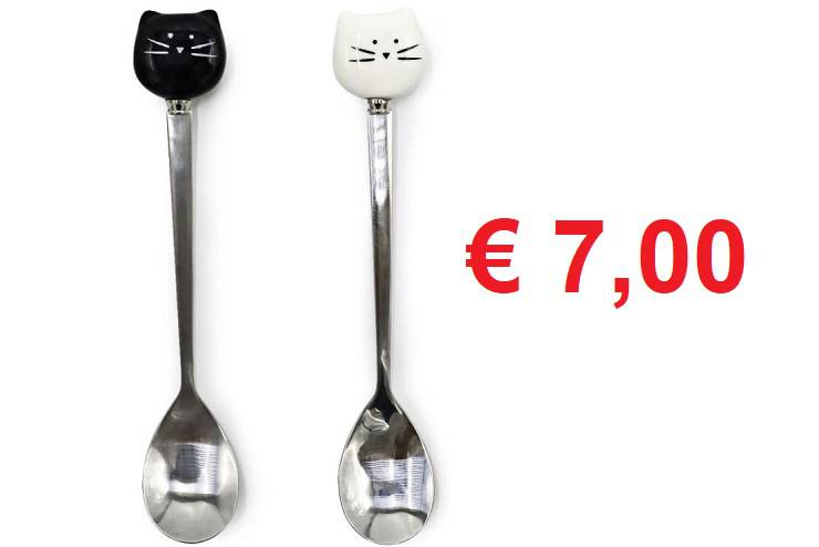 cucchiaini gatto nero e bianco