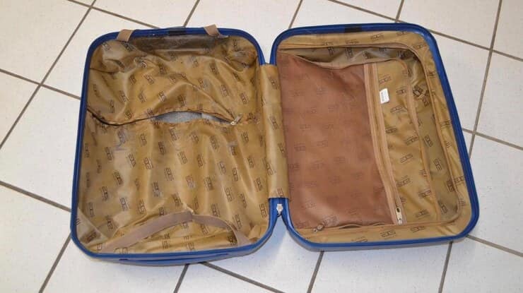 Valigia nella quale la cagnolina è stata ritrovata (Screen Facebook)