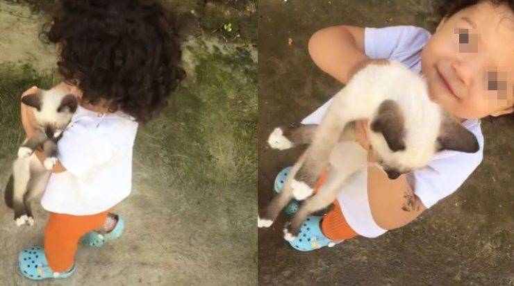 Bambina adottare micio strada