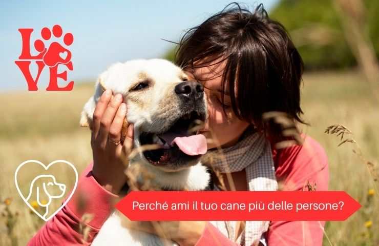 Donna bacia il cane