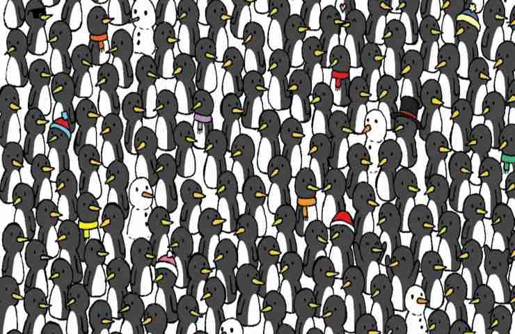 Il test visivo difficilissimo👀: Riesci a trovare i tre intrusi tra i pinguini🐧?