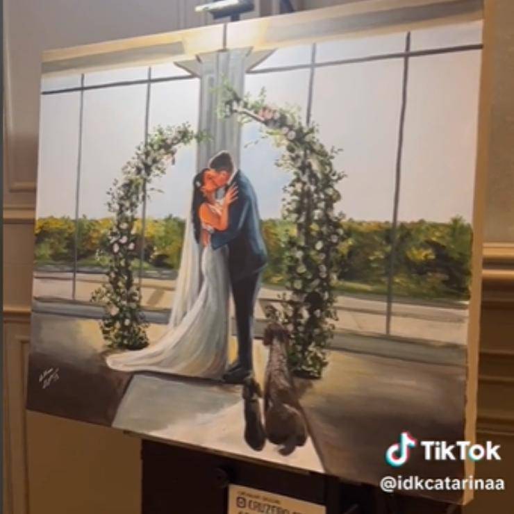 quadro sposi matrimonio cagnolini