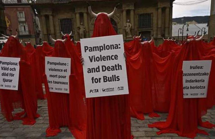 Proteste Contro la Crudeltà sugli Animali per il Festival di San Fermin