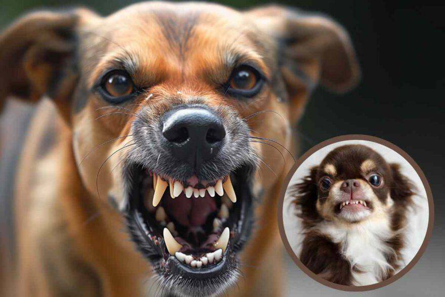 cane mostra denti