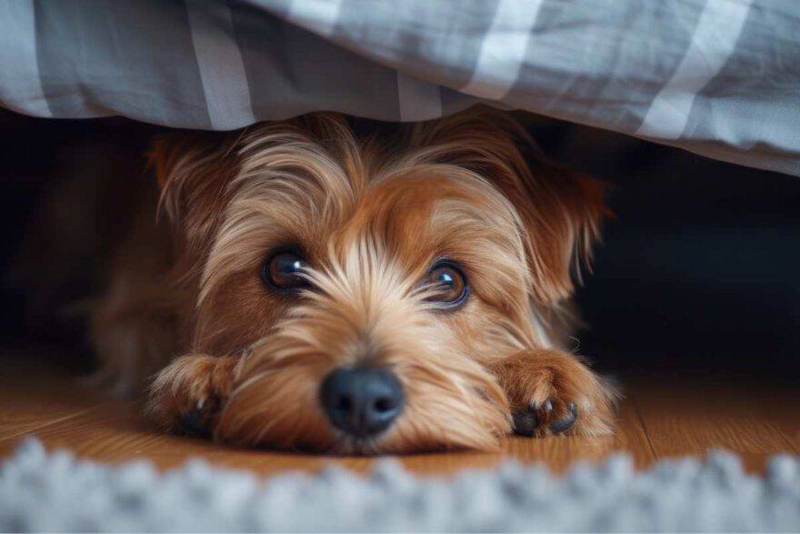 cane sotto il letto per dormire