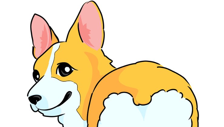 Disegno di un Corgi che mostra il sedere 