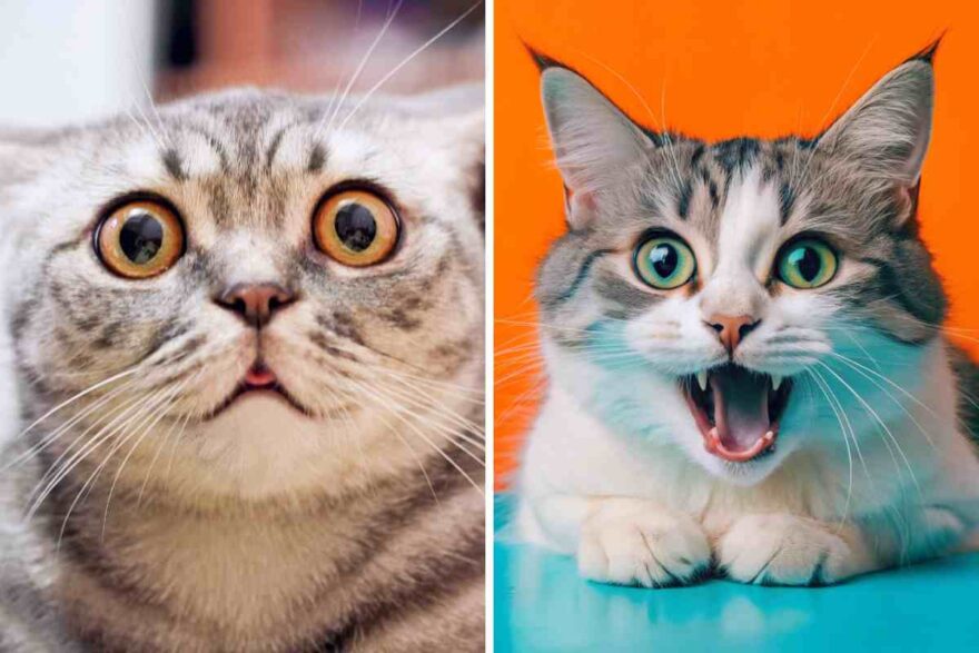 gatto impaurito