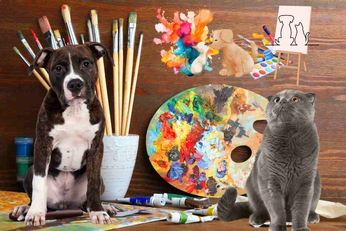cani e gatti nella galleria d'arte
