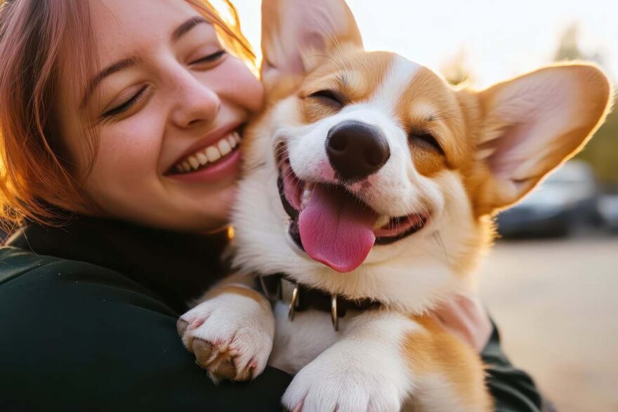 baci e abbracci al cane