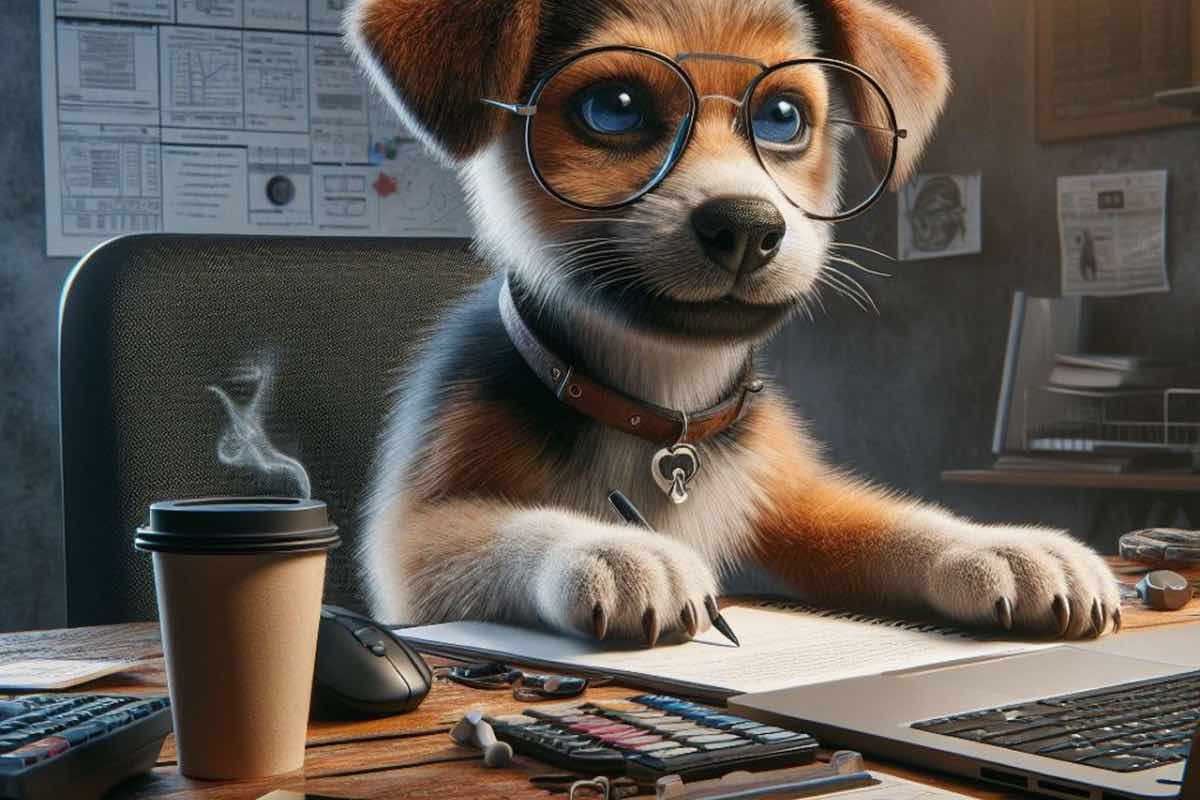 Ritratto di un animale domestico seduto sulla scrivania