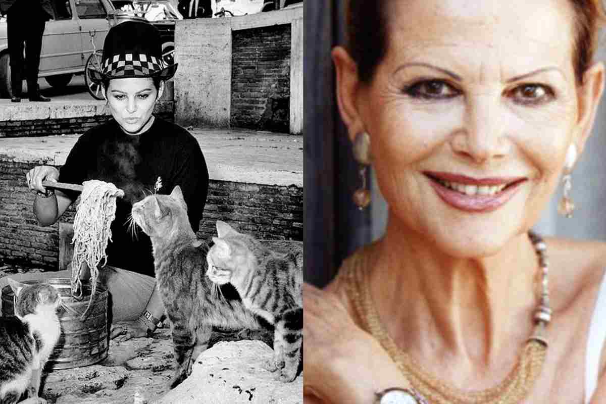 claudia cardinale con dei gatti e foto primo piano