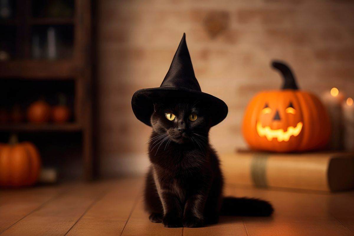 Gatto festeggia Halloween
