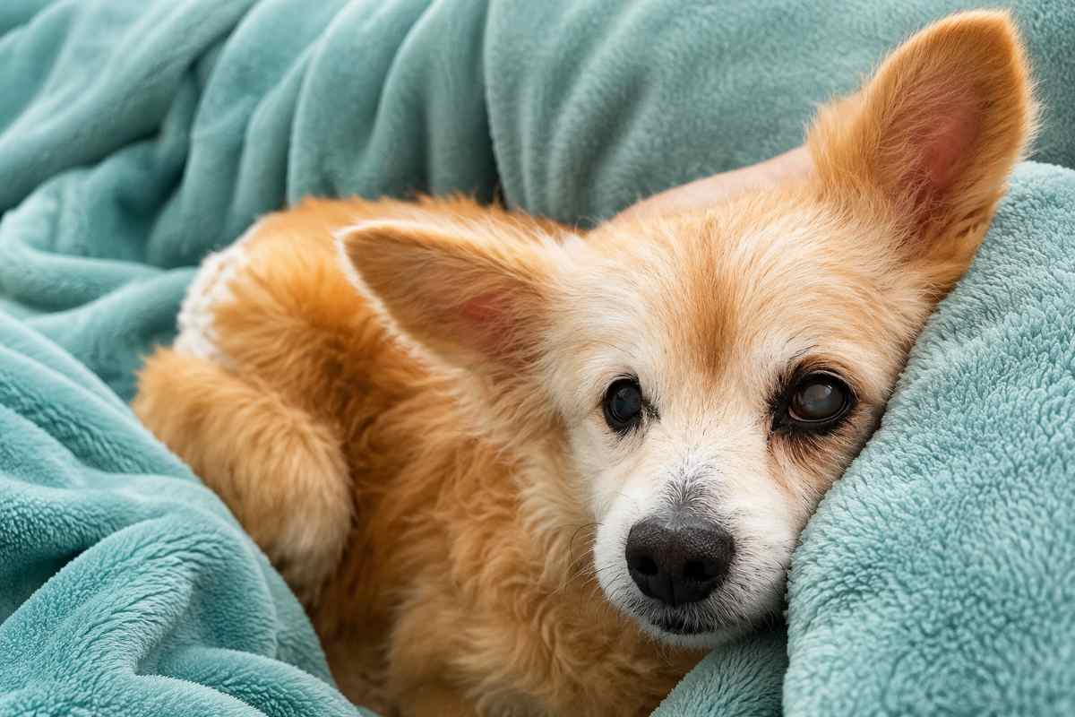cane anziano coperta